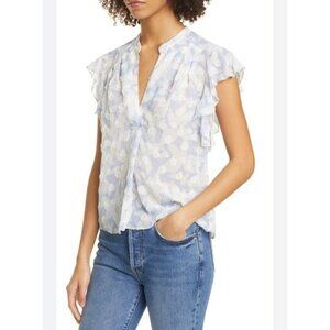 Joie Ashtina Silk Blend‎ Ruffle Blouse in Eventide S
